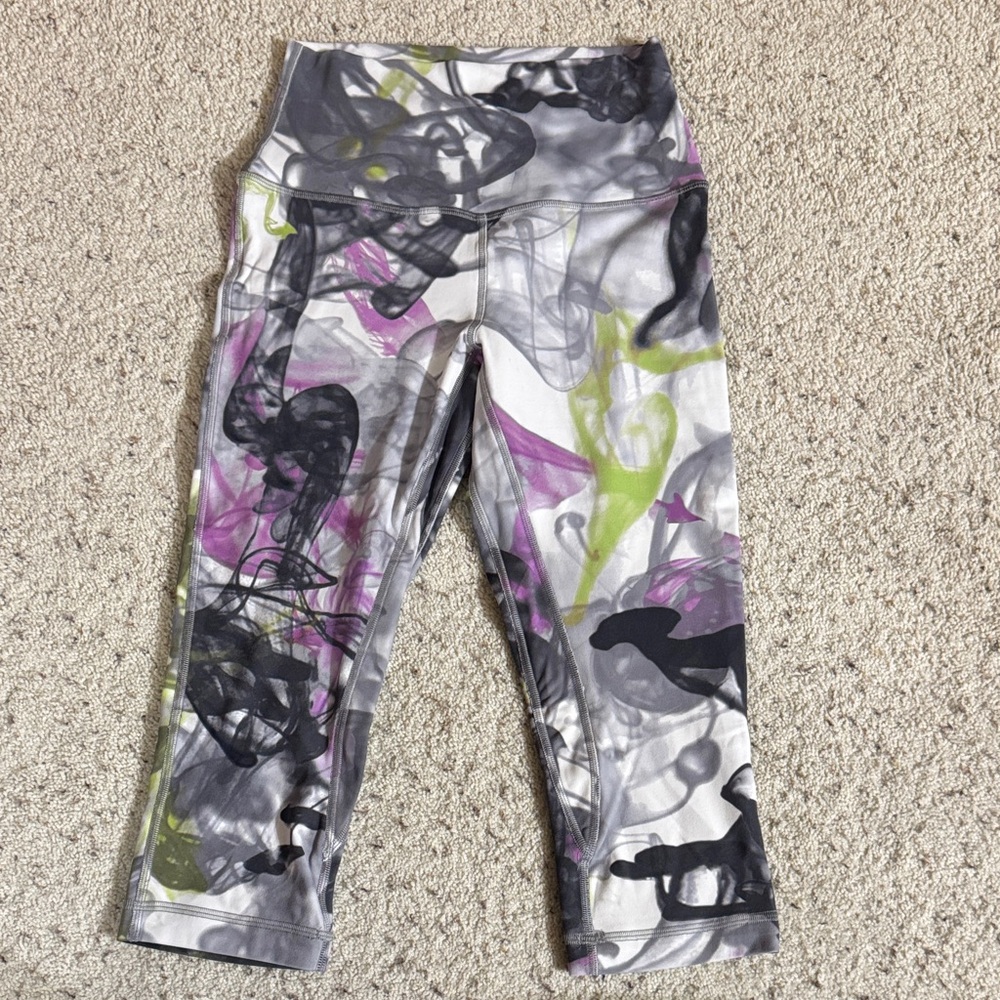 lululemon athletica Abstract Print Capris - Gray, Purple, Green